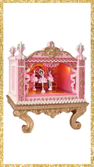 December Diamonds 11.5" Pink Nutcracker Theatre with LED