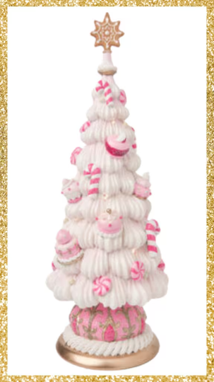 16.5" Pink Candy Frosting Tree Lighted Tree Decoration