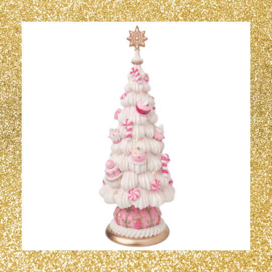 16.5" Pink Candy Frosting Tree Lighted Tree Decoration