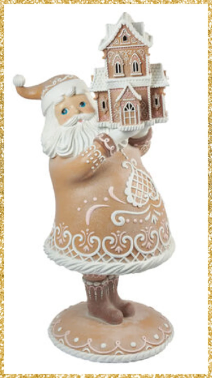 45” Large Gingerbread Santa Figurine Brown and Pink Santa