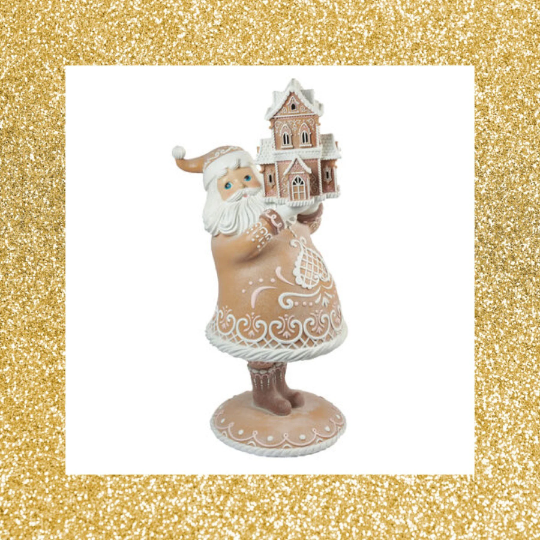 45” Large Gingerbread Santa Figurine Brown and Pink Santa