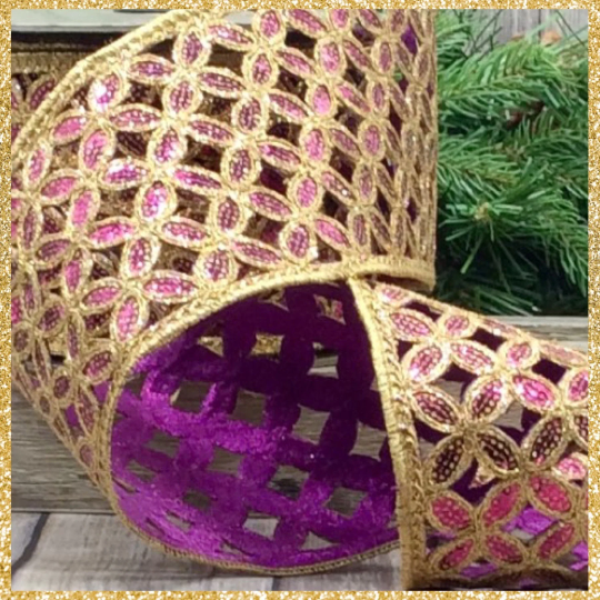 Pink and Purple Gold wired Ribbon – Brooklyn Belle