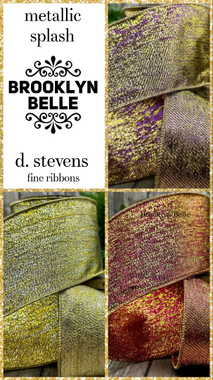 Pink and Purple Gold wired Ribbon