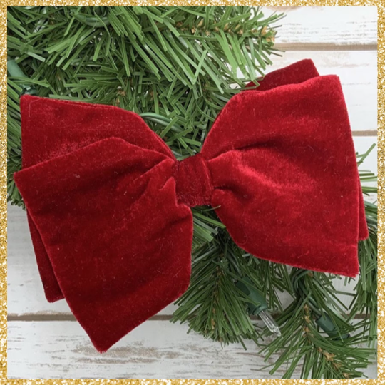 Dark Red Velvet Bow with Clip