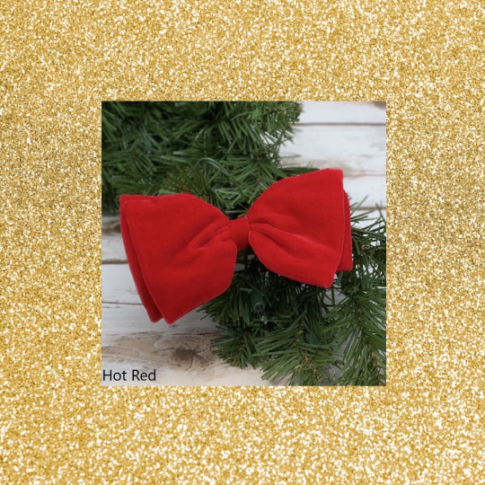 Hot Red Velvet Bow with Clip