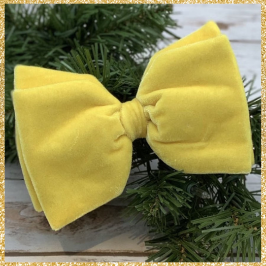Yellow Velvet Bow with Clip