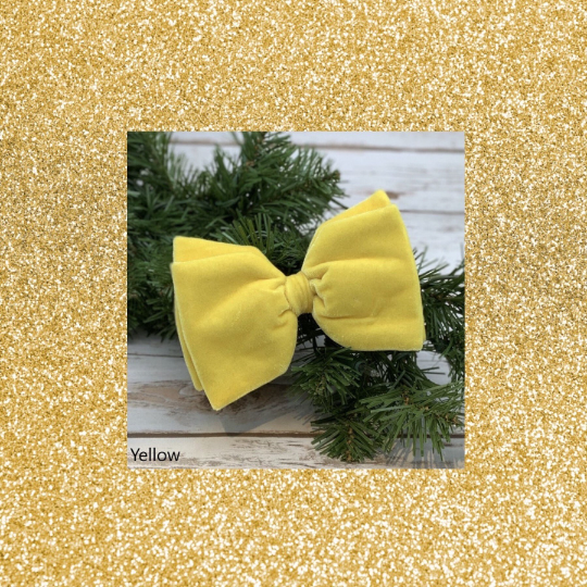 Yellow Velvet Bow with Clip