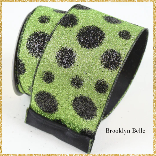 Lime Green and Black Farrisilk Ribbon
