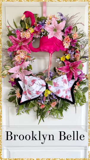 Flamingo Tropical Wreath for Front Door Decor