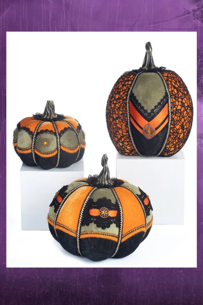 Katherine's Collection Halloween Decor Fabric Pumpkins Set of 3
