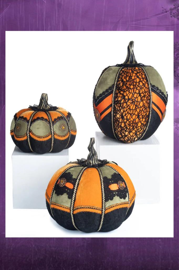 Katherine's Collection Halloween Decor Fabric Pumpkins Set of 3