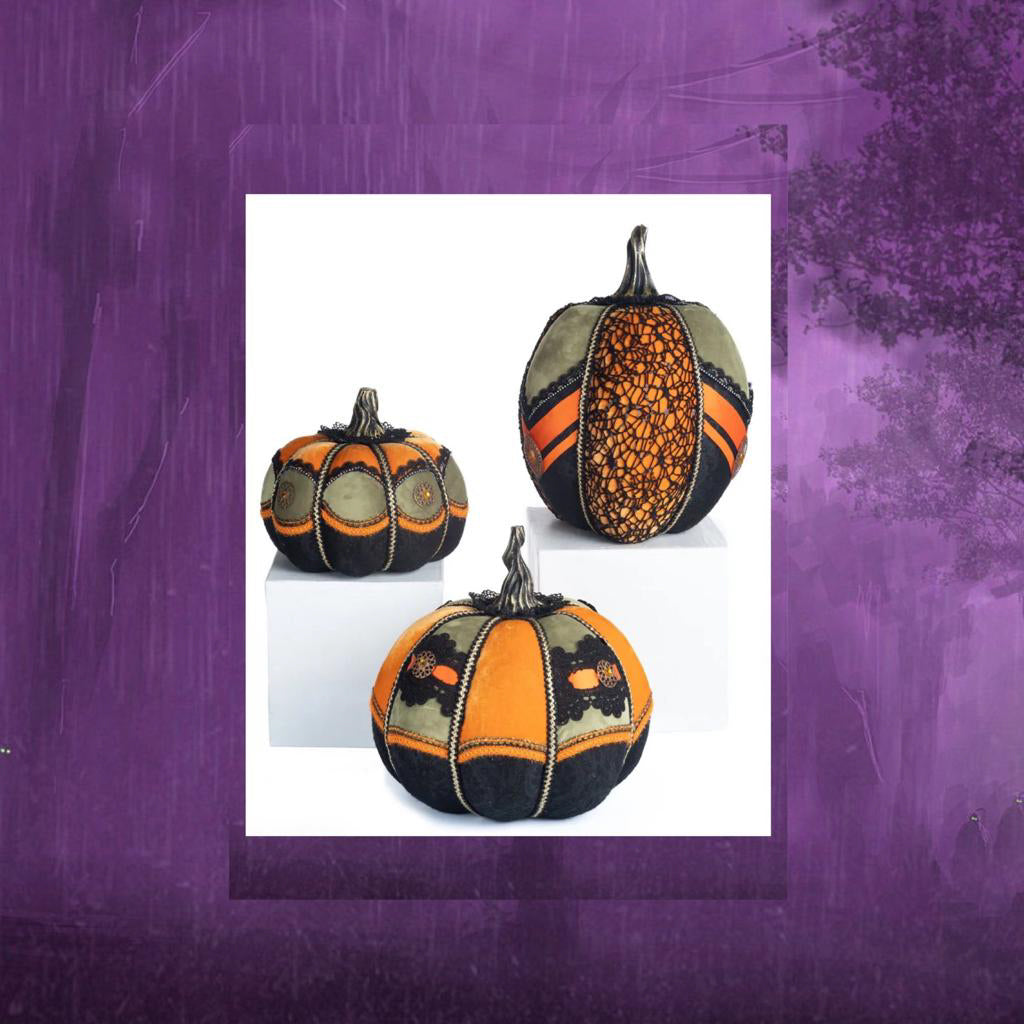 Katherine's Collection Halloween Decor Fabric Pumpkins Set of 3