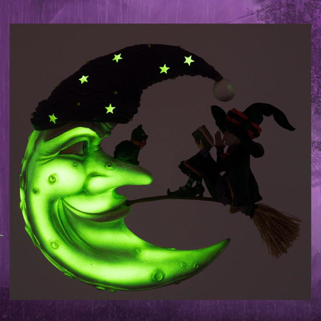 Katherine's Collection Halloween Decor Witch on Broom Moon Wall Piece