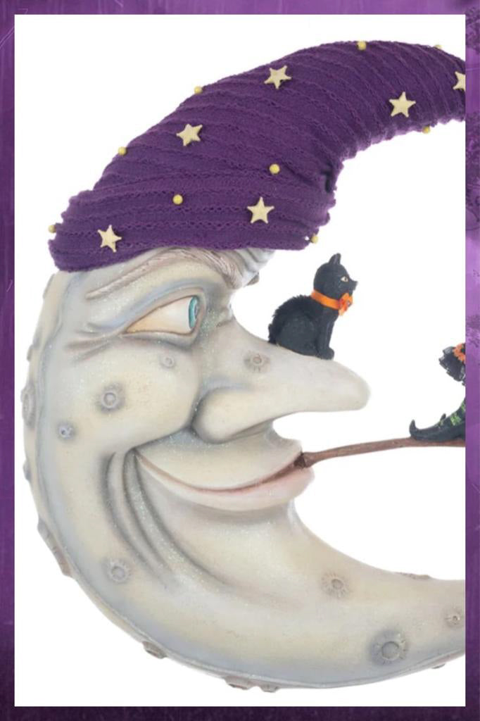 Katherine's Collection Halloween Decor Witch on Broom Moon Wall Piece