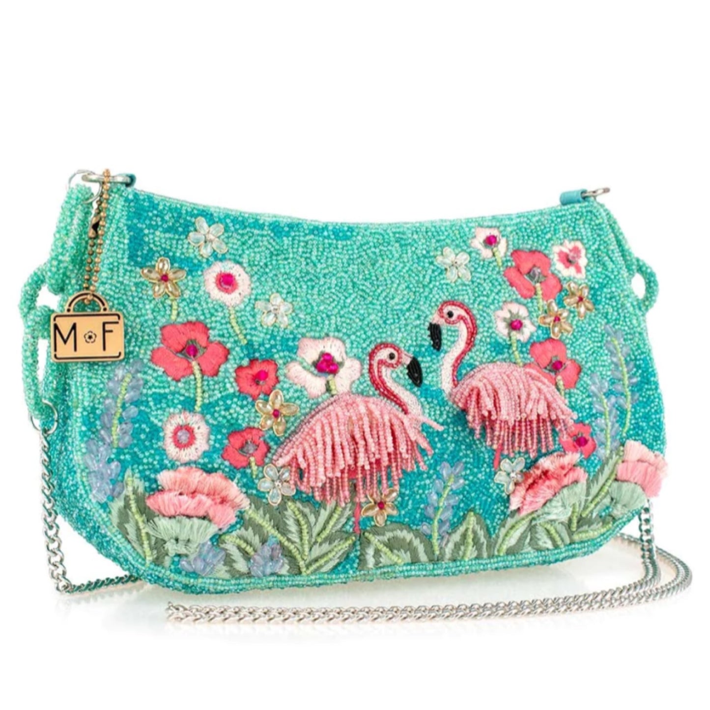 Mary Frances Flirty Flamingos Beaded Crossbody Handbag Mary Frances Handbag