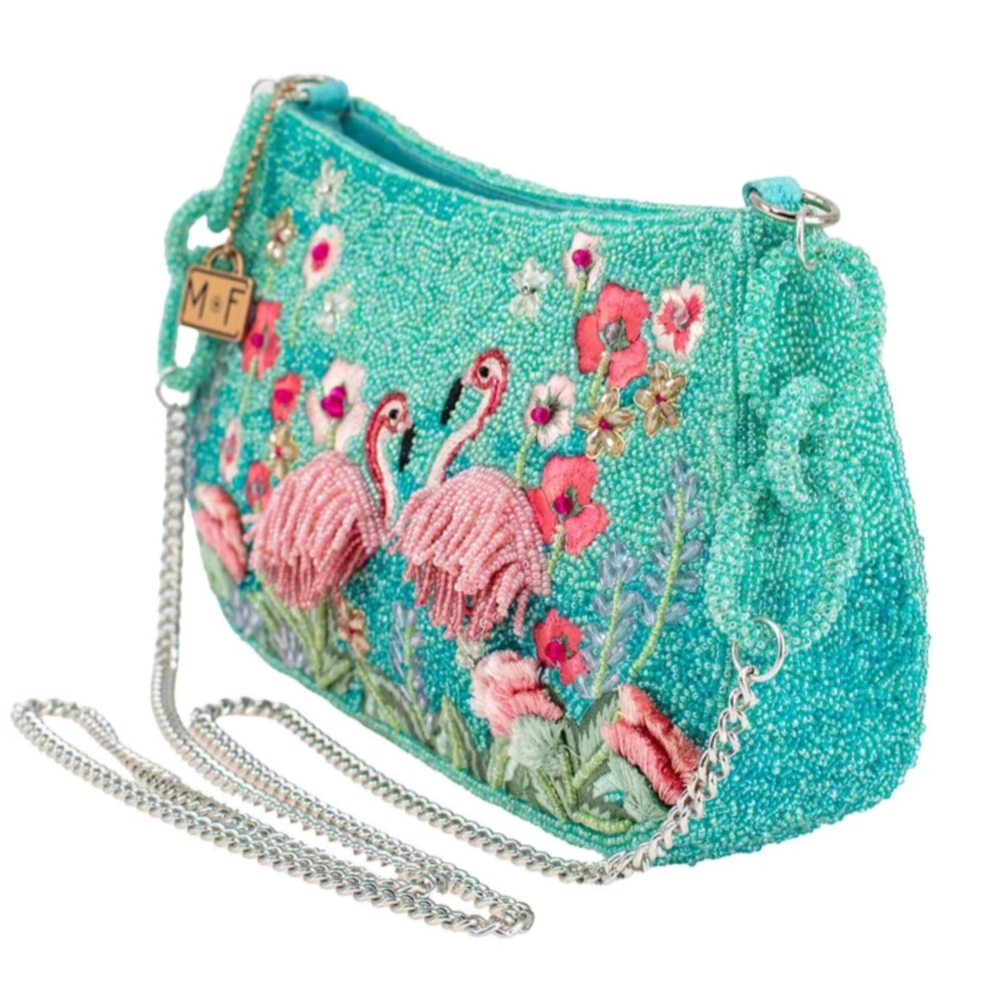 Mary Frances Flirty Flamingos Beaded Crossbody Handbag Mary Frances Handbag