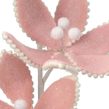 Frosted Triple Candy Pastel Pink Poinsettia Stem