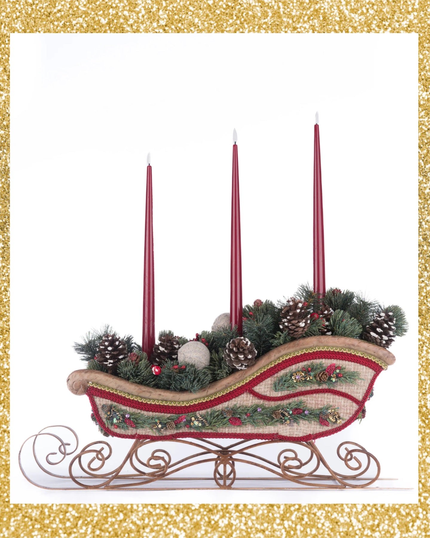 Katherine's Collection North Country Christmas Sleigh Candle Holder Katherine's Collection Christmas Sleigh