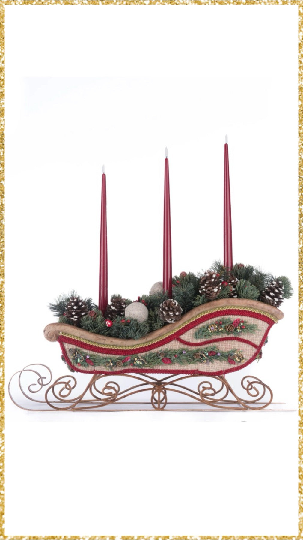 Katherine's Collection North Country Christmas Sleigh Candle Holder Katherine's Collection Christmas Sleigh