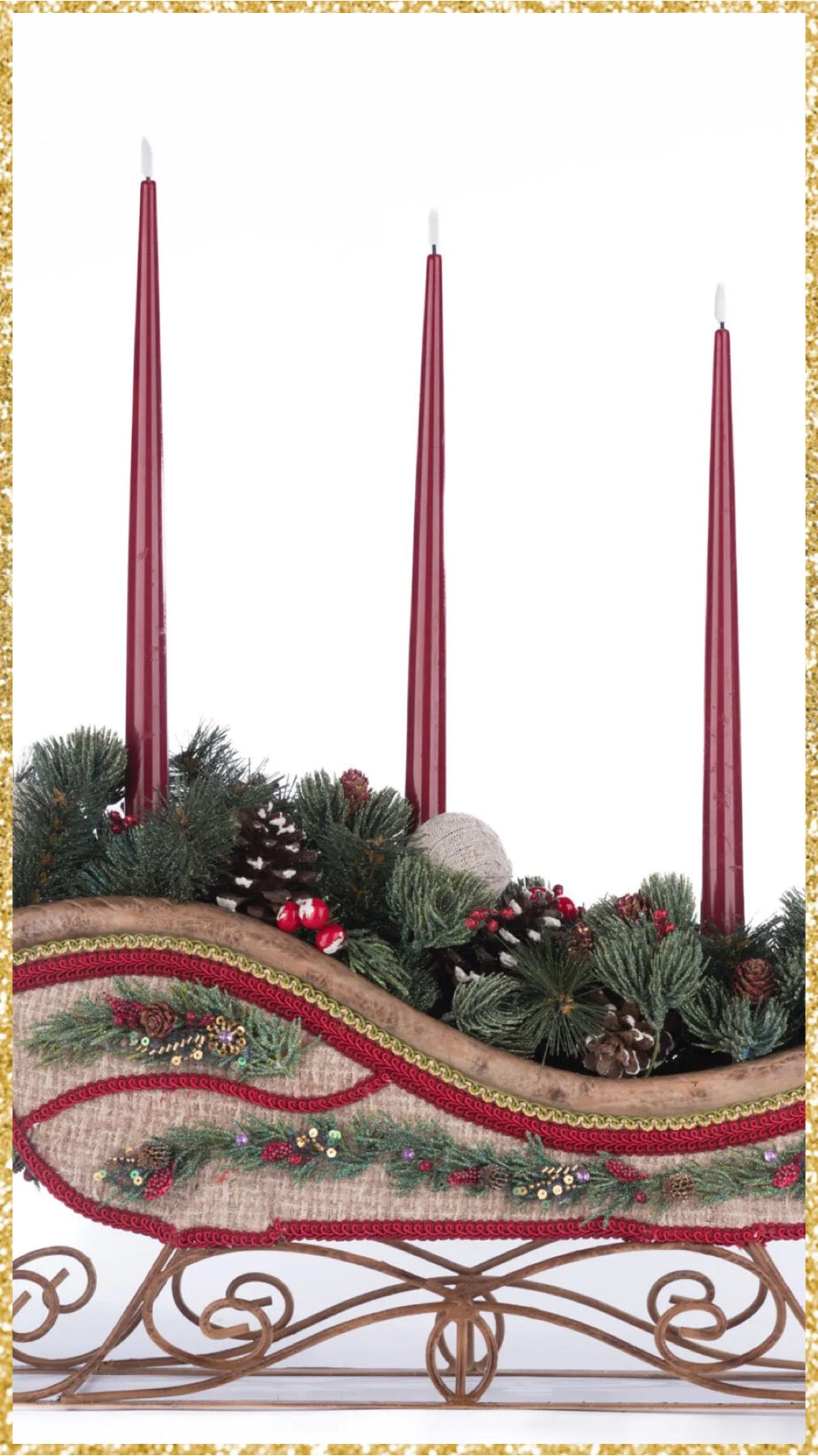 Katherine's Collection North Country Christmas Sleigh Candle Holder Katherine's Collection Christmas Sleigh