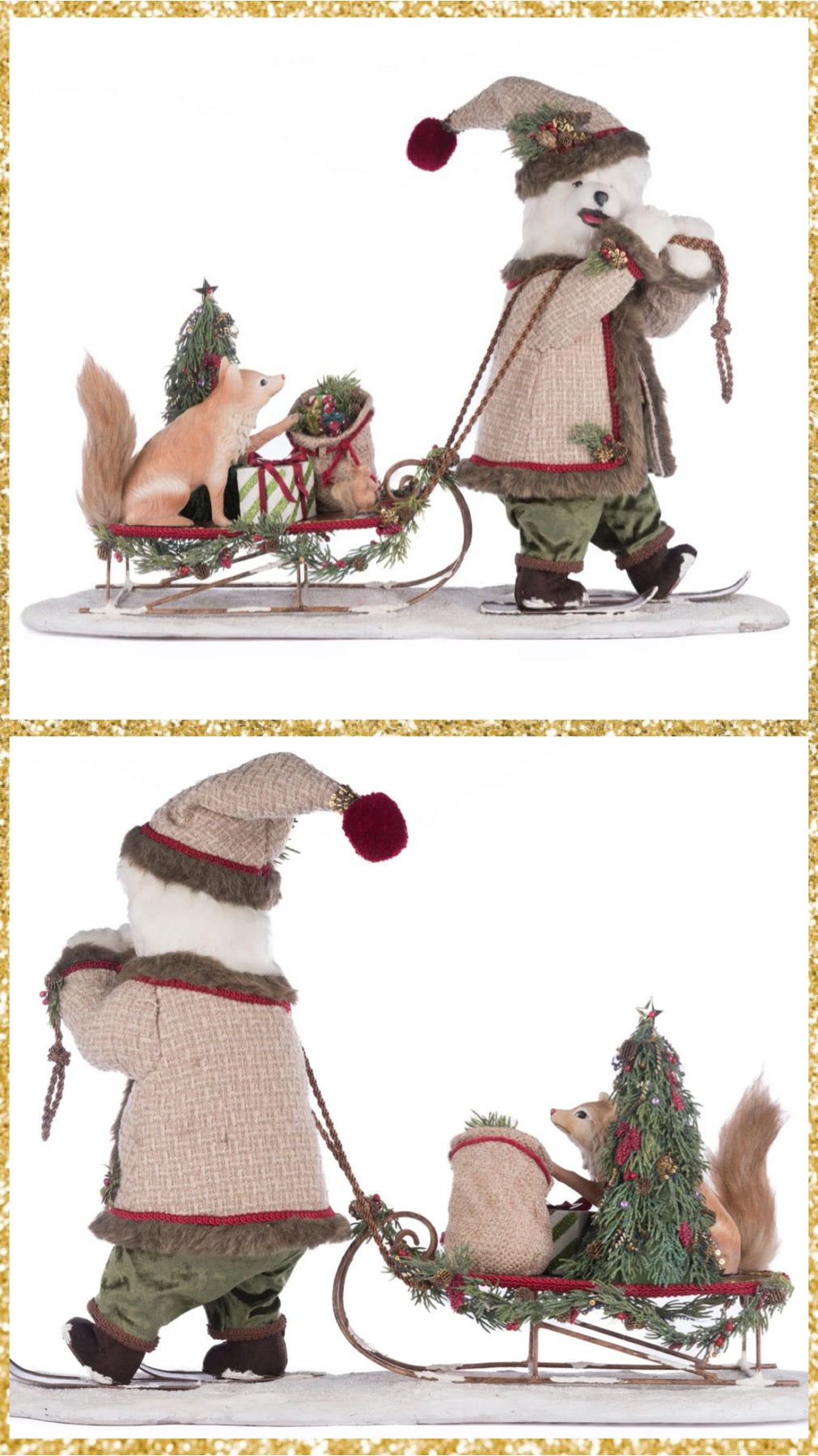 Katherine's Collection North Country Polar Bear With Forest Friends Tabletop Decor Katherine's Collection Christmas Sleigh Decoration