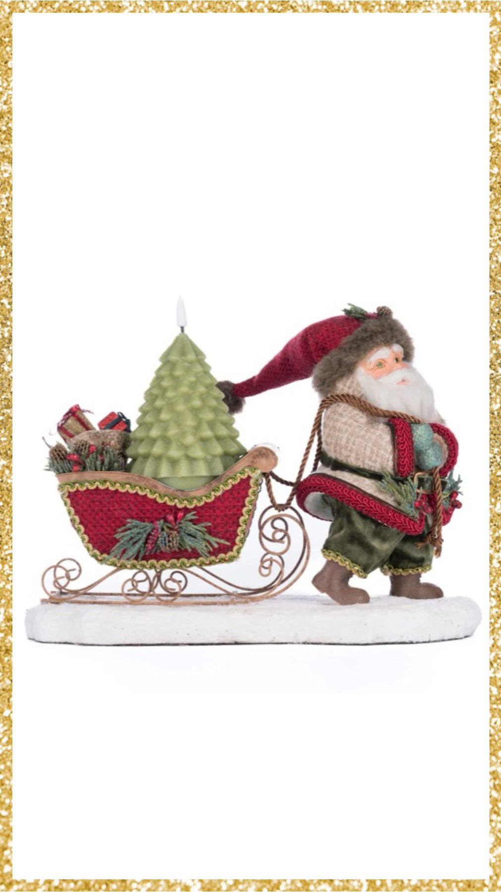 Katherine's Collection North Country Santa Pulling Sleigh Candle Holder Katherine's Collection Christmas Santa and Sleigh Candle Holder