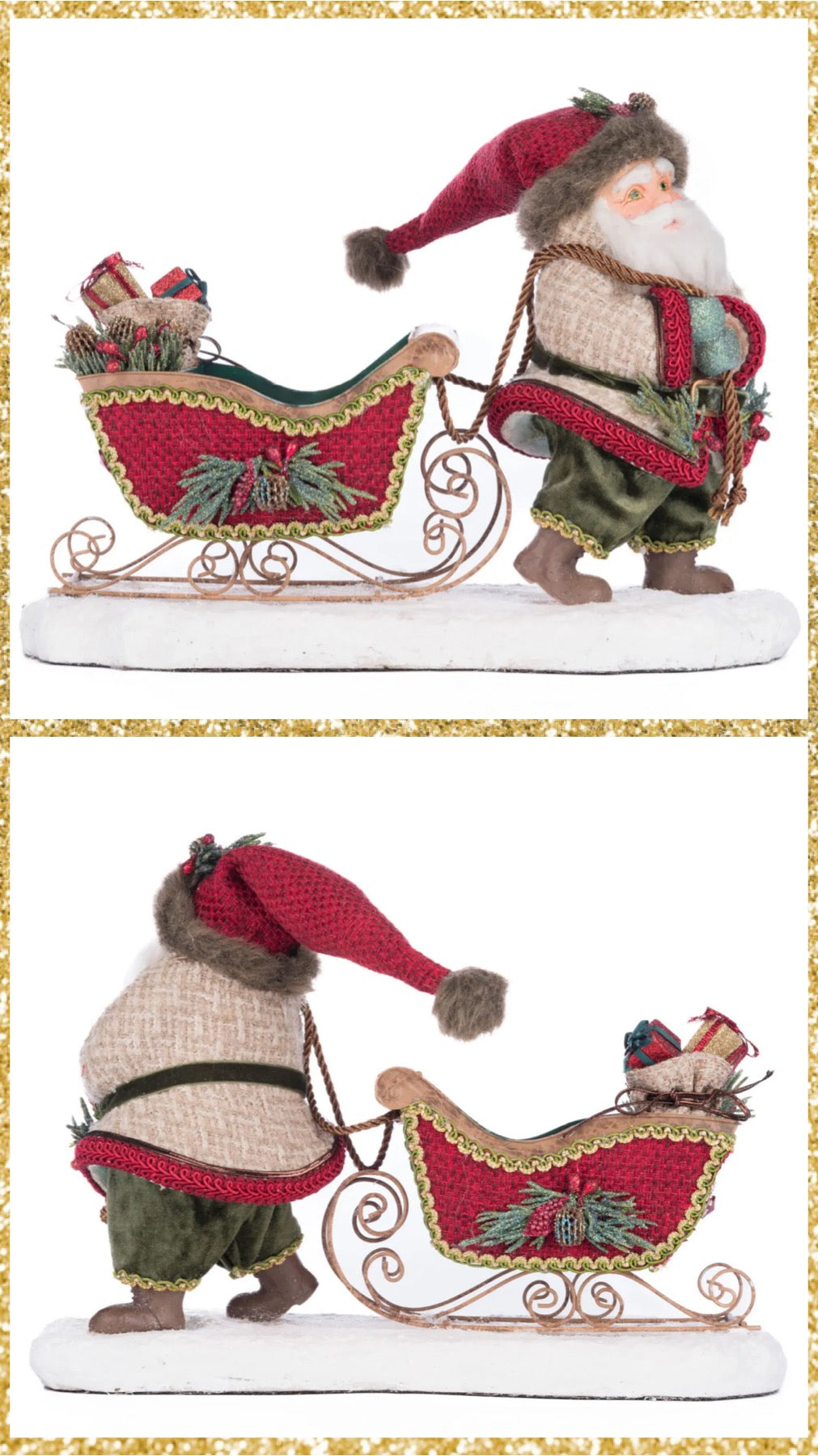 Katherine's Collection North Country Santa Pulling Sleigh Candle Holder Katherine's Collection Christmas Santa and Sleigh Candle Holder