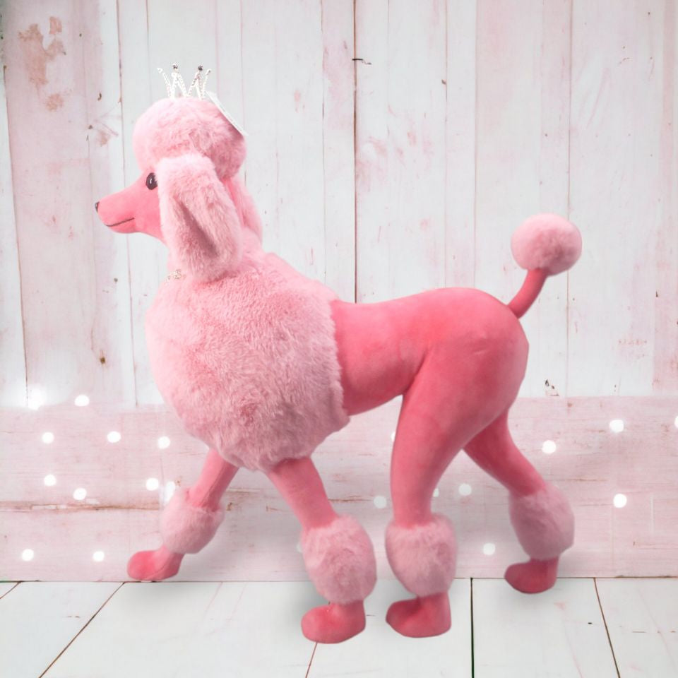 Hot Pink Poodle with Crown December Diamonds Pink Poodle