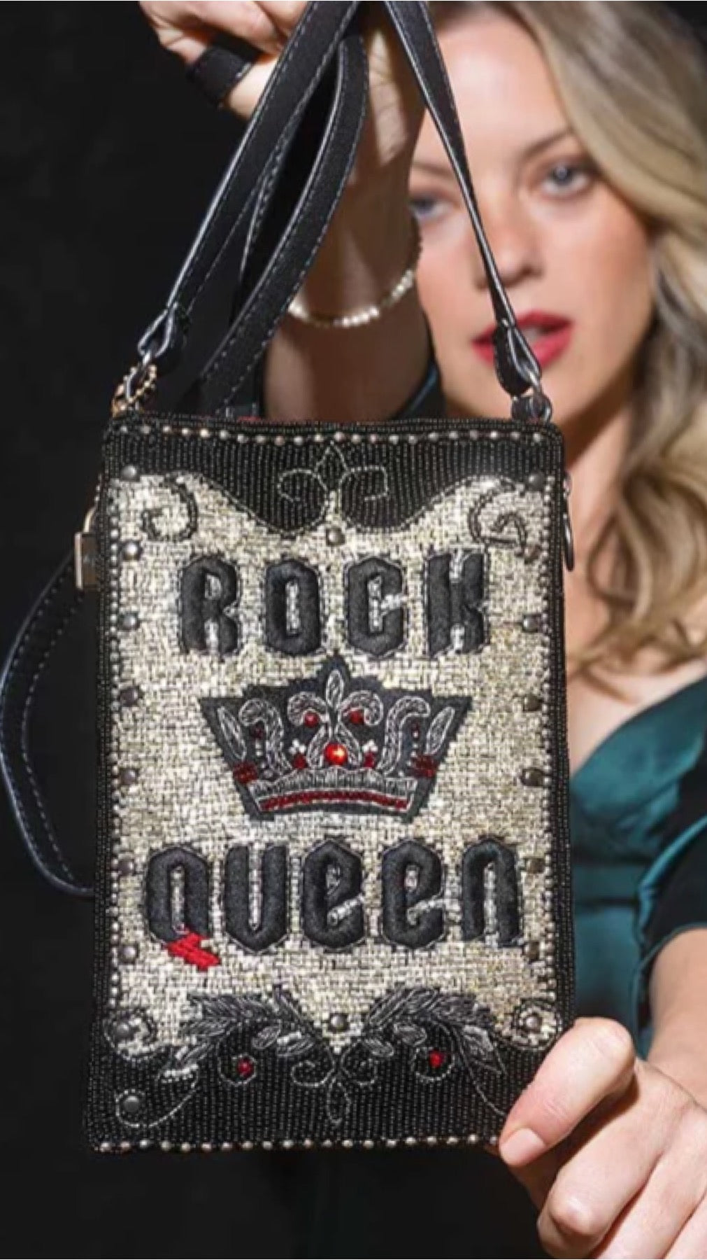 Mary Frances Rock Queen Music Crossbody Handbag Mary Frances Beaded Bag