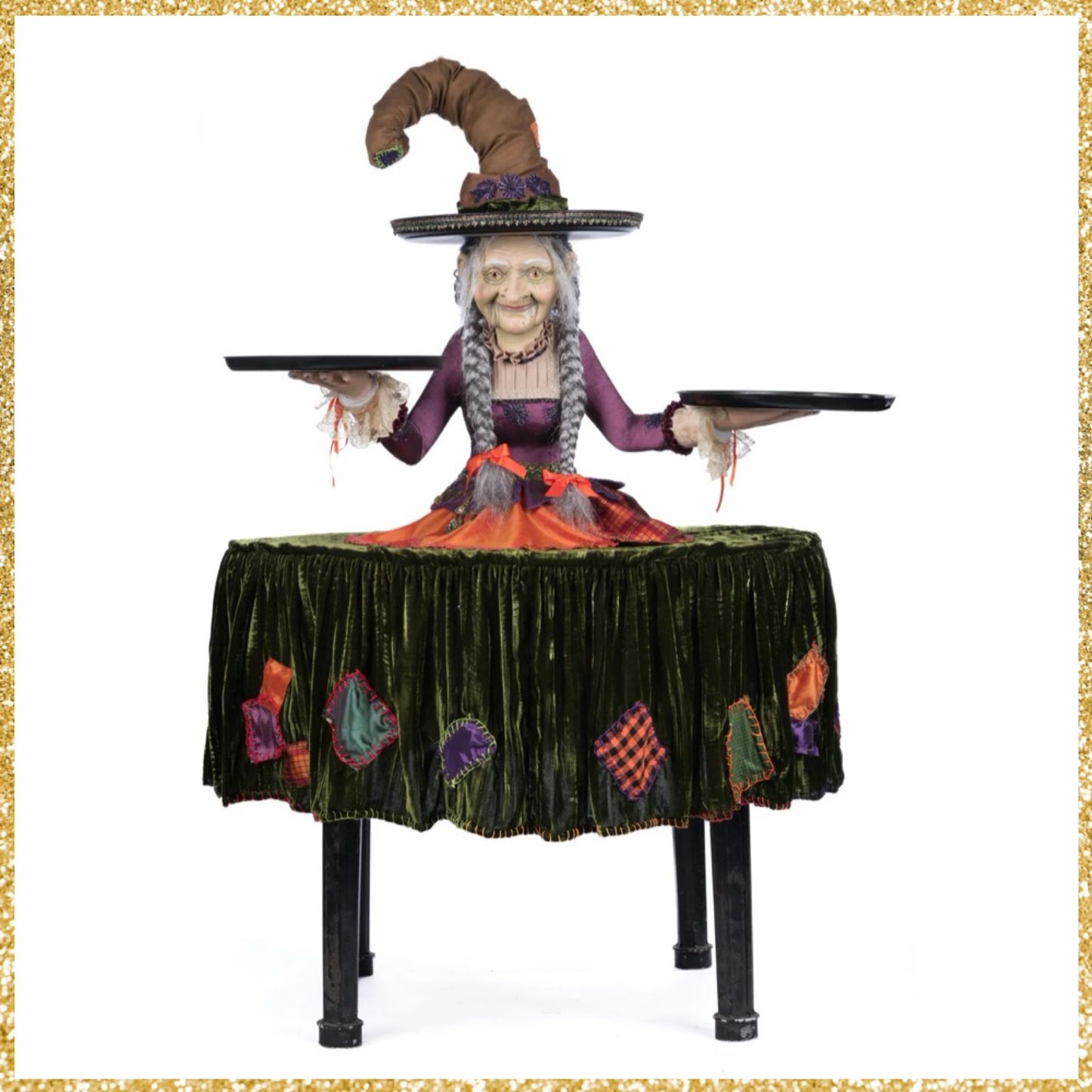 Katherine's Collection Gertrude Grimoir Witch Server Katherine's Collection Halloween Witch Cupcake Server