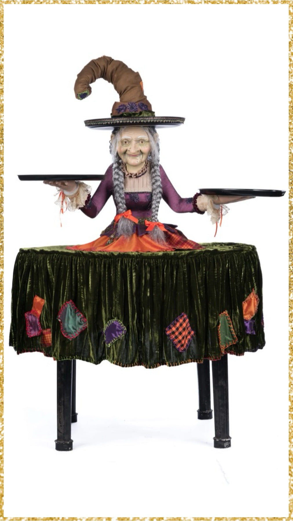 Katherine's Collection Gertrude Grimoir Witch Server Katherine's Collection Halloween Witch Cupcake Server