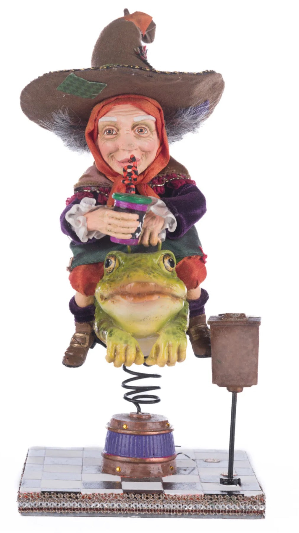 Katherine's Collection Phoebe On Frog Ride Tabletop Katherine's Collection Halloween Witch Figure