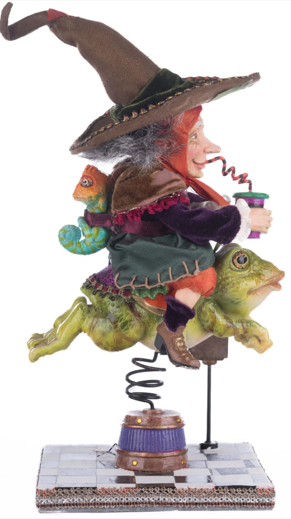Katherine's Collection Phoebe On Frog Ride Tabletop Katherine's Collection Halloween Witch Figure