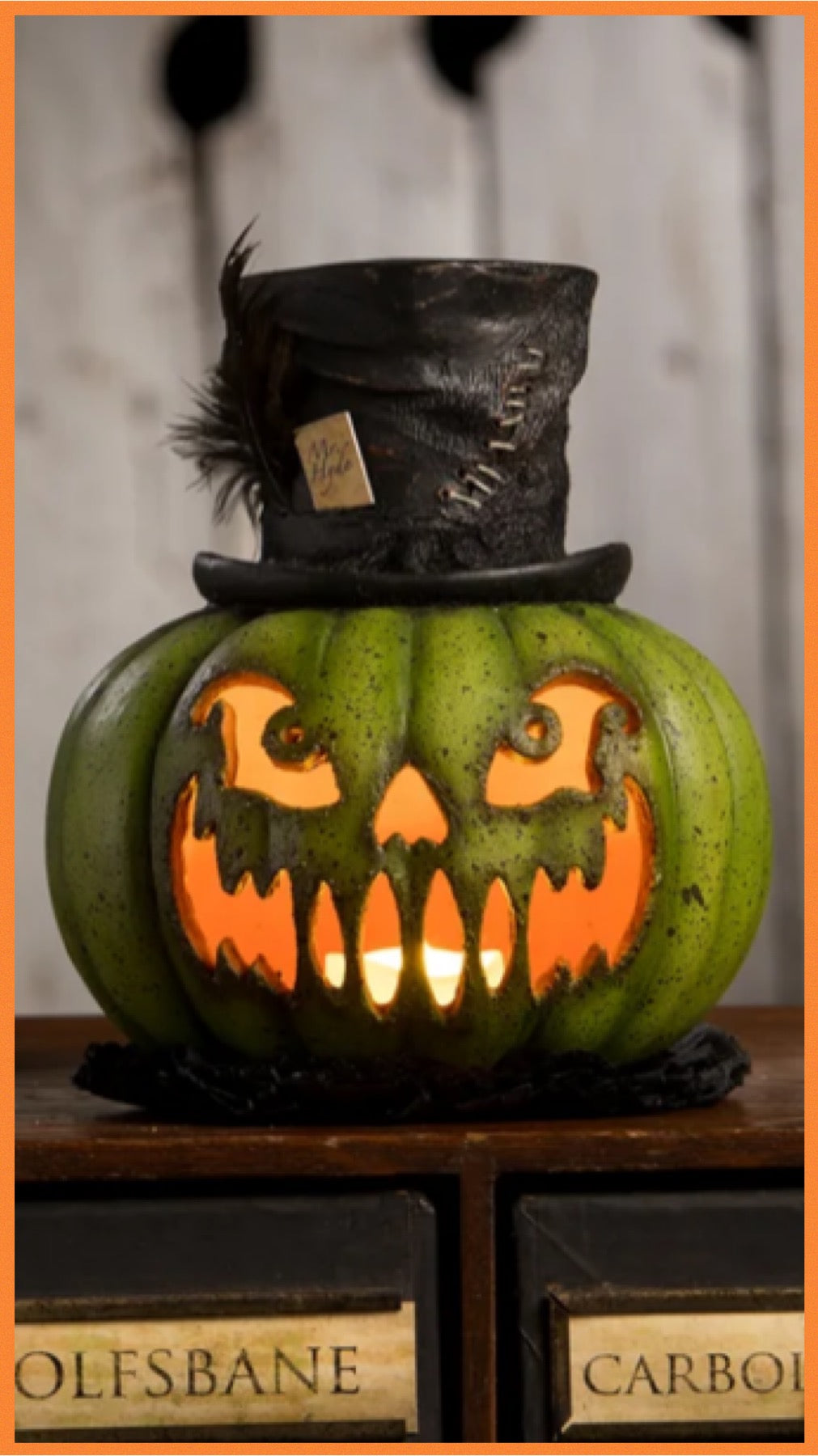Bethany Lowe Mr. Hyde Pumpkin Jack O' Lantern Bethany Lowe Halloween Pumpkin Decoration