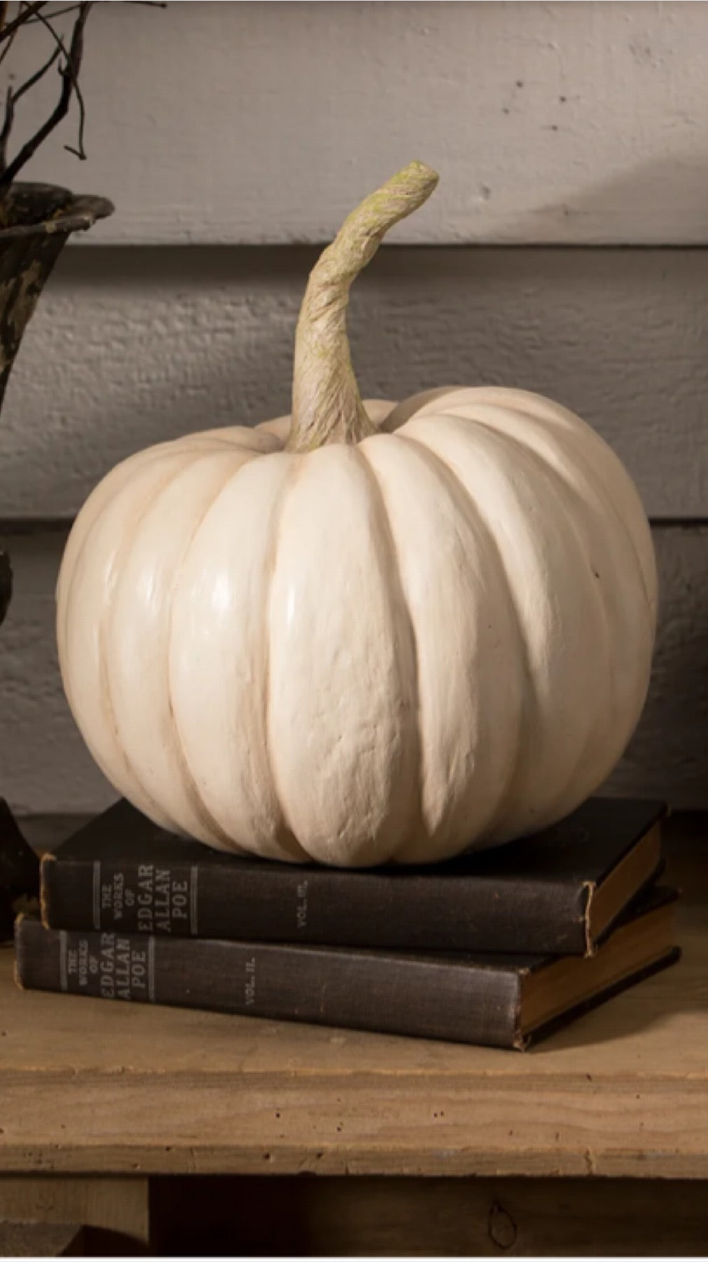 Bethany Lowe Peek a Boo Pumpkin White Jack O' Lantern Bethany Lowe Halloween White Pumpkin Decoration