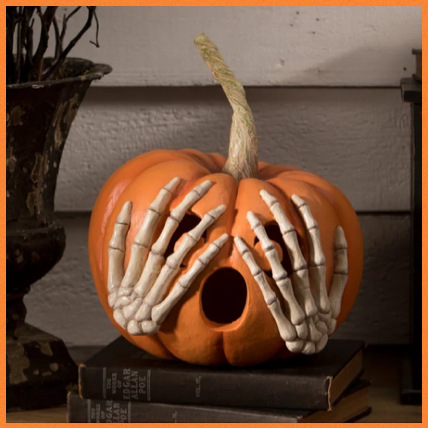 Bethany Lowe Peek a Boo Pumpkin Orange Jack O' Lantern Bethany Lowe Halloween Orange Pumpkin Decoration