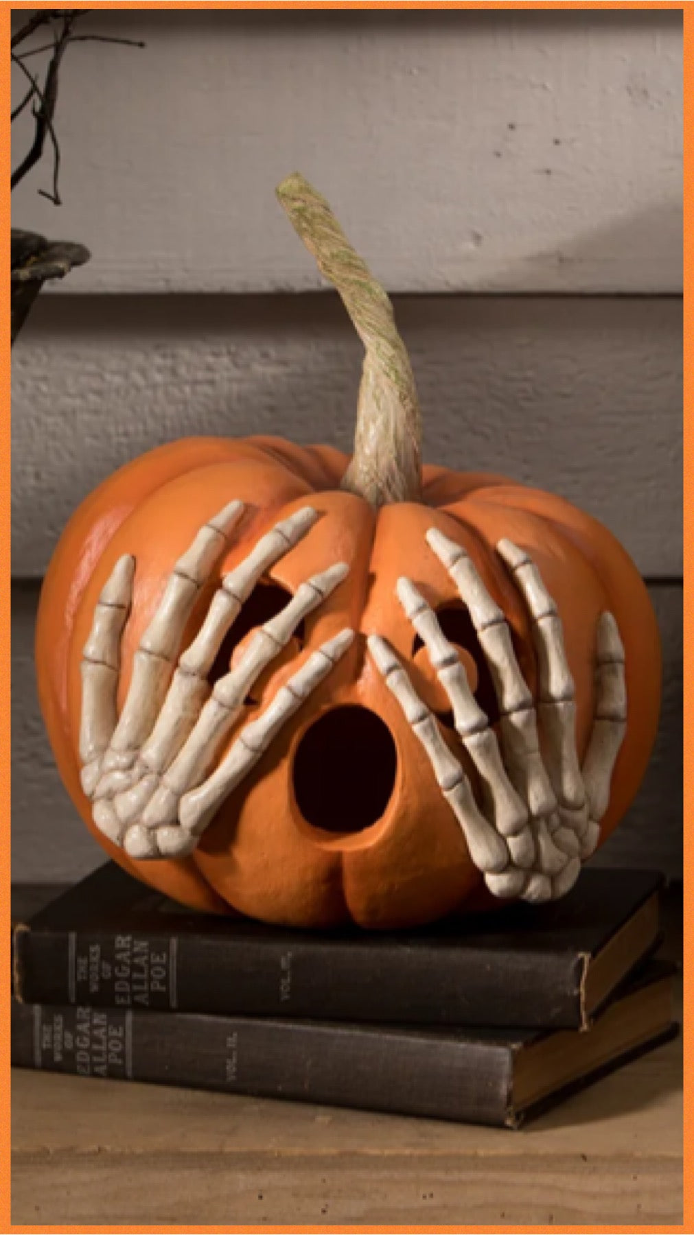Bethany Lowe Peek a Boo Pumpkin Orange Jack O' Lantern Bethany Lowe Halloween Orange Pumpkin Decoration