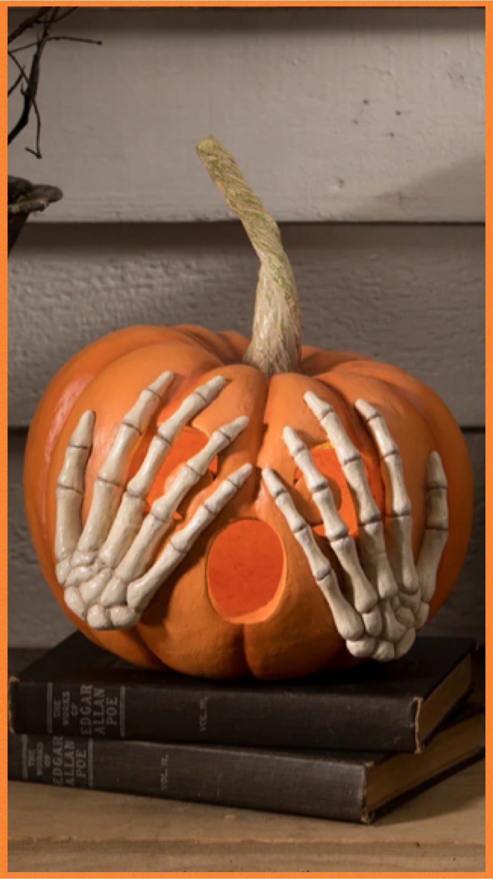 Bethany Lowe Peek a Boo Pumpkin Orange Jack O' Lantern Bethany Lowe Halloween Orange Pumpkin Decoration