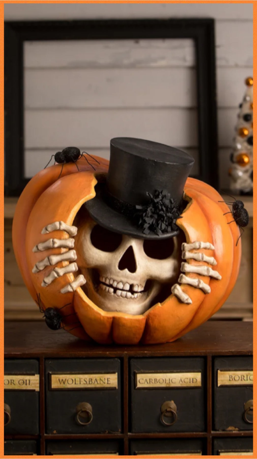 Bethany Lowe Peek A Boo Skelly Pumpkin Bethany Lowe Halloween Decoration