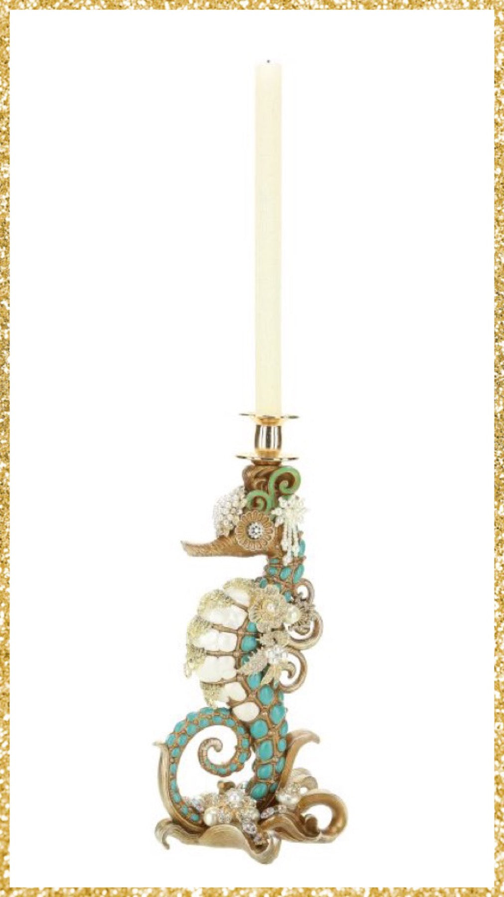 Jeweled Seahorse Finial Candle Holder Mark Roberts Home Decor