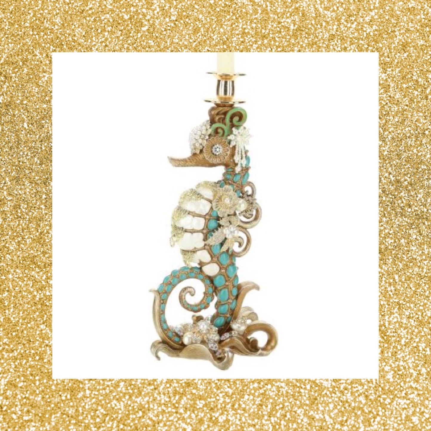 Jeweled Seahorse Finial Candle Holder Mark Roberts Home Decor