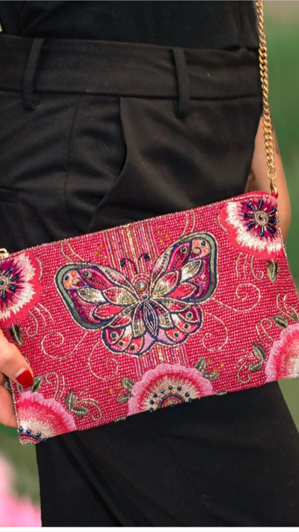 Mary Frances Beaded Social Butterfly Mini Crossbody Handbag Mary Frances Butterfly Purse