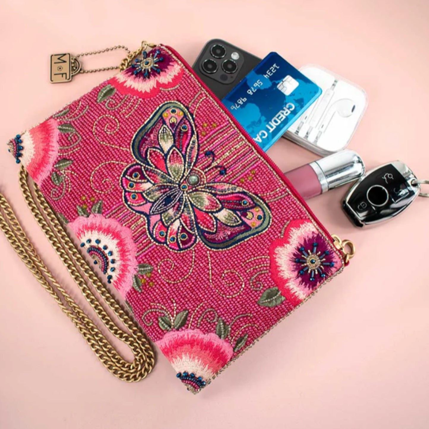 Mary Frances Beaded Social Butterfly Mini Crossbody Handbag Mary Frances Butterfly Purse