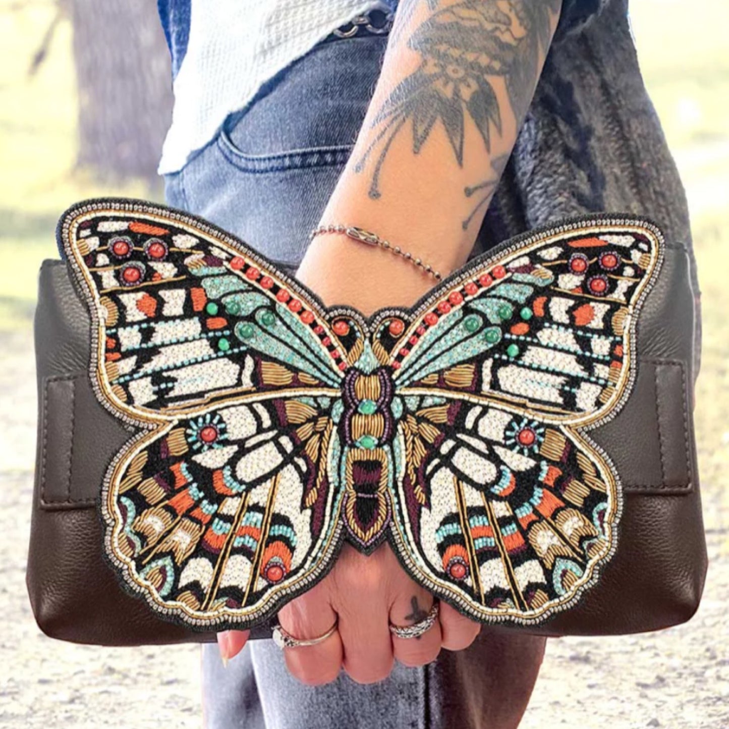 Mary Frances Beaded Butterfly Effect Crossbody Handbag Mary Frances Butterfly Purse