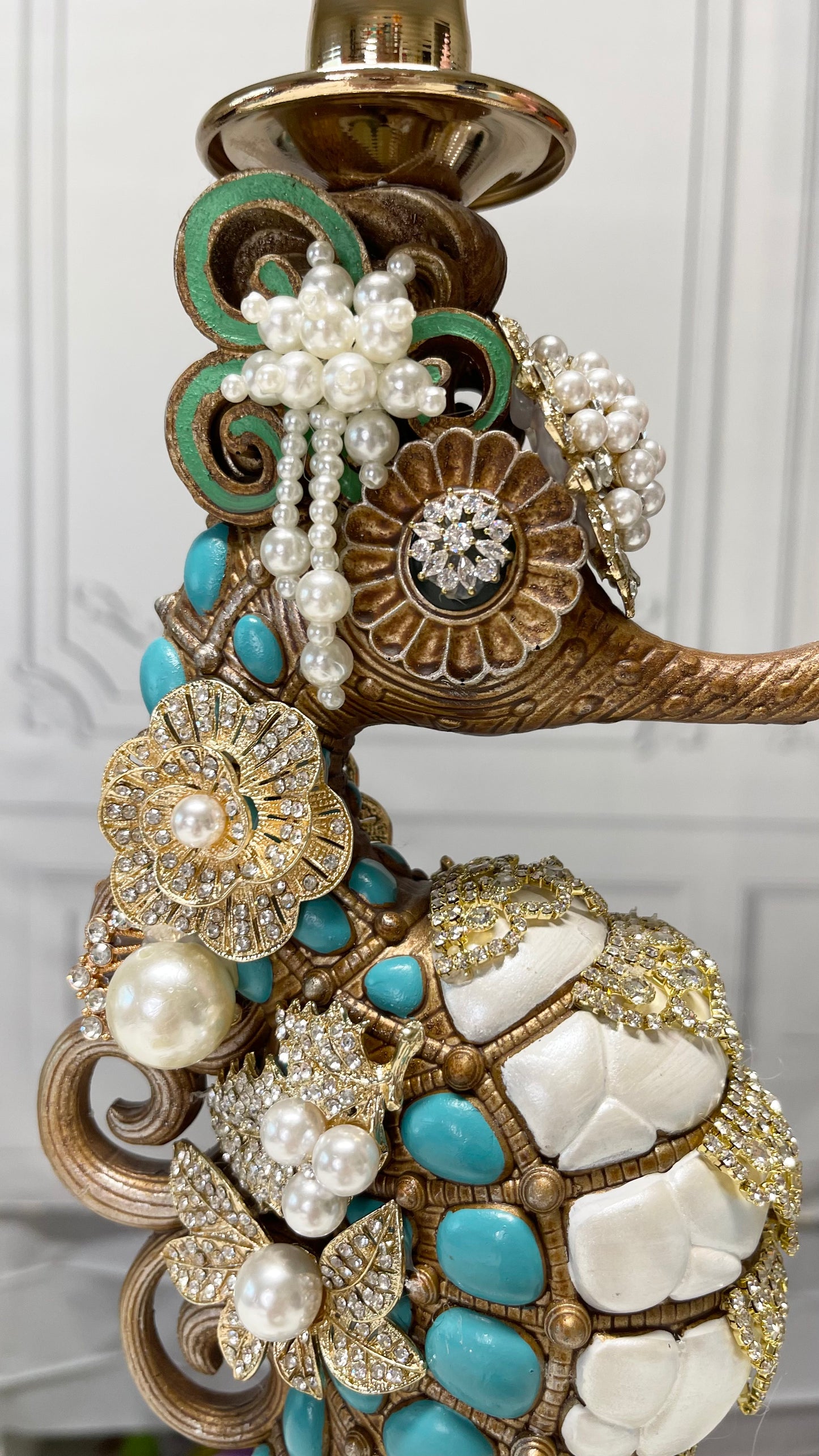Jeweled Seahorse Finial Candle Holder Mark Roberts Home Decor