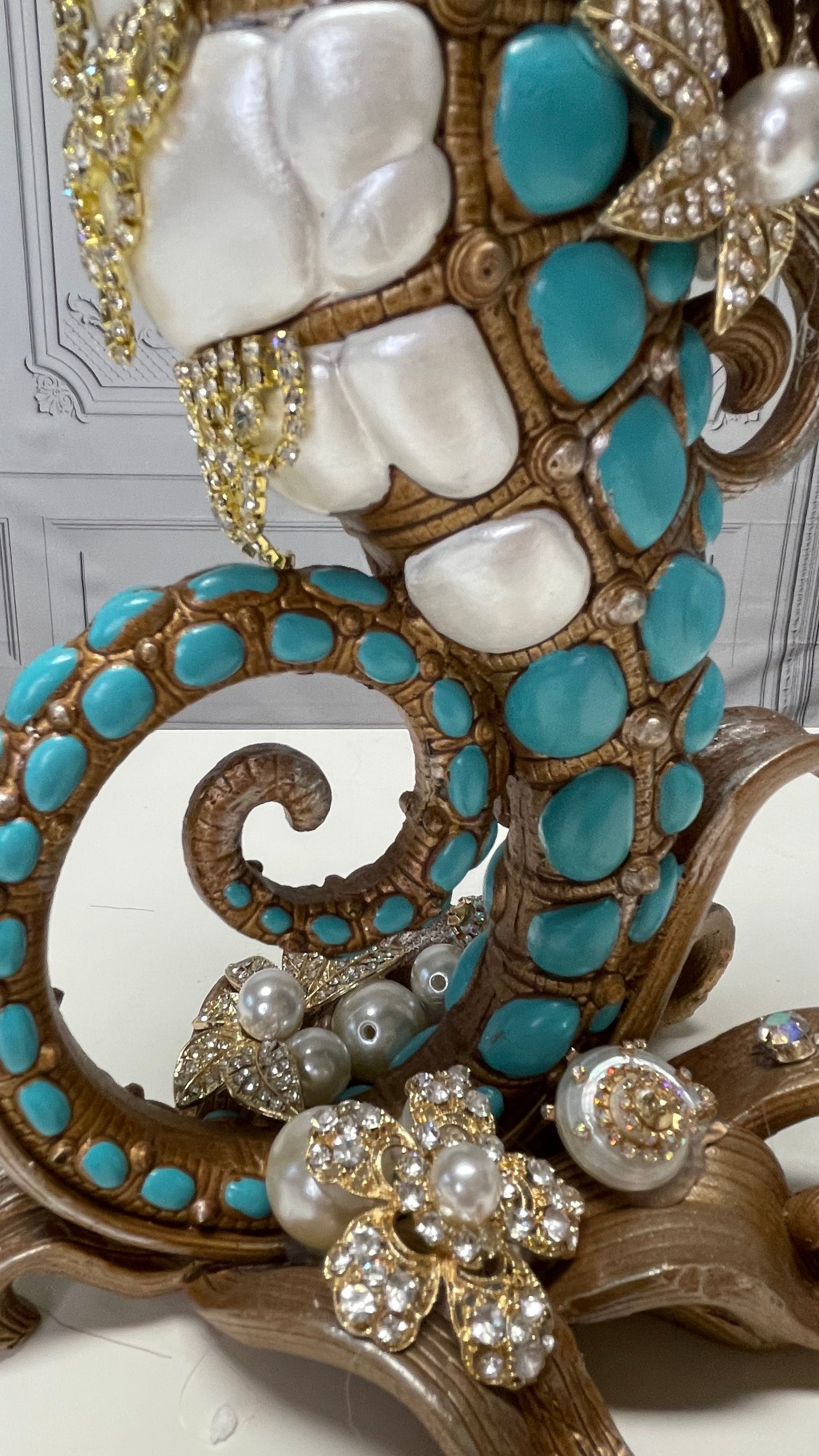 Jeweled Seahorse Finial Candle Holder Mark Roberts Home Decor