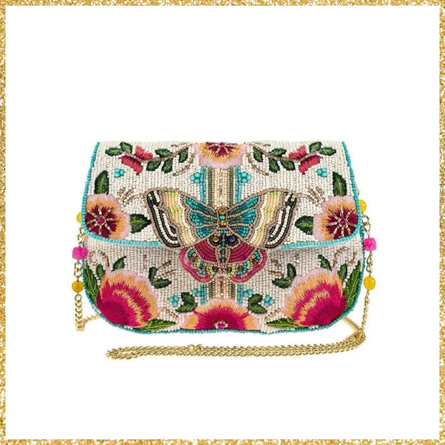 Mary Frances Beaded Ivory Dream Chaser Butterfly Crossbody Clutch Mary Frances Butterfly Purse