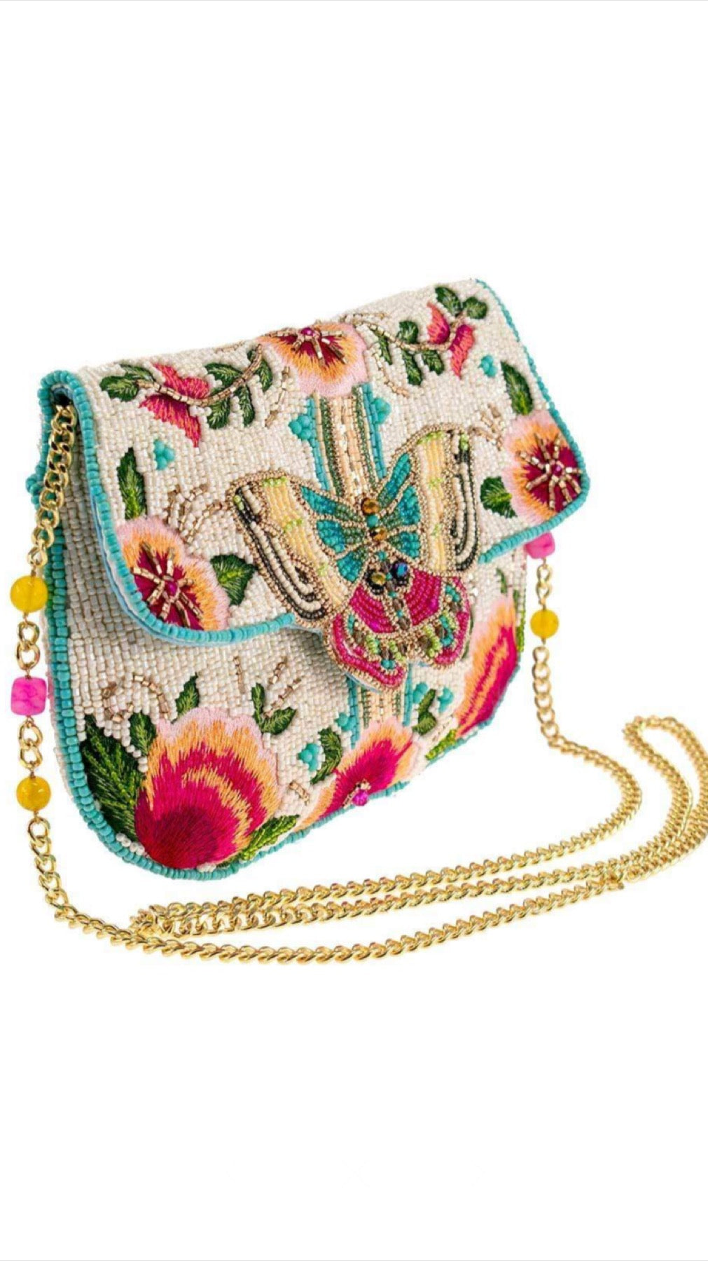 Mary Frances Beaded Ivory Dream Chaser Butterfly Crossbody Clutch Mary Frances Butterfly Purse