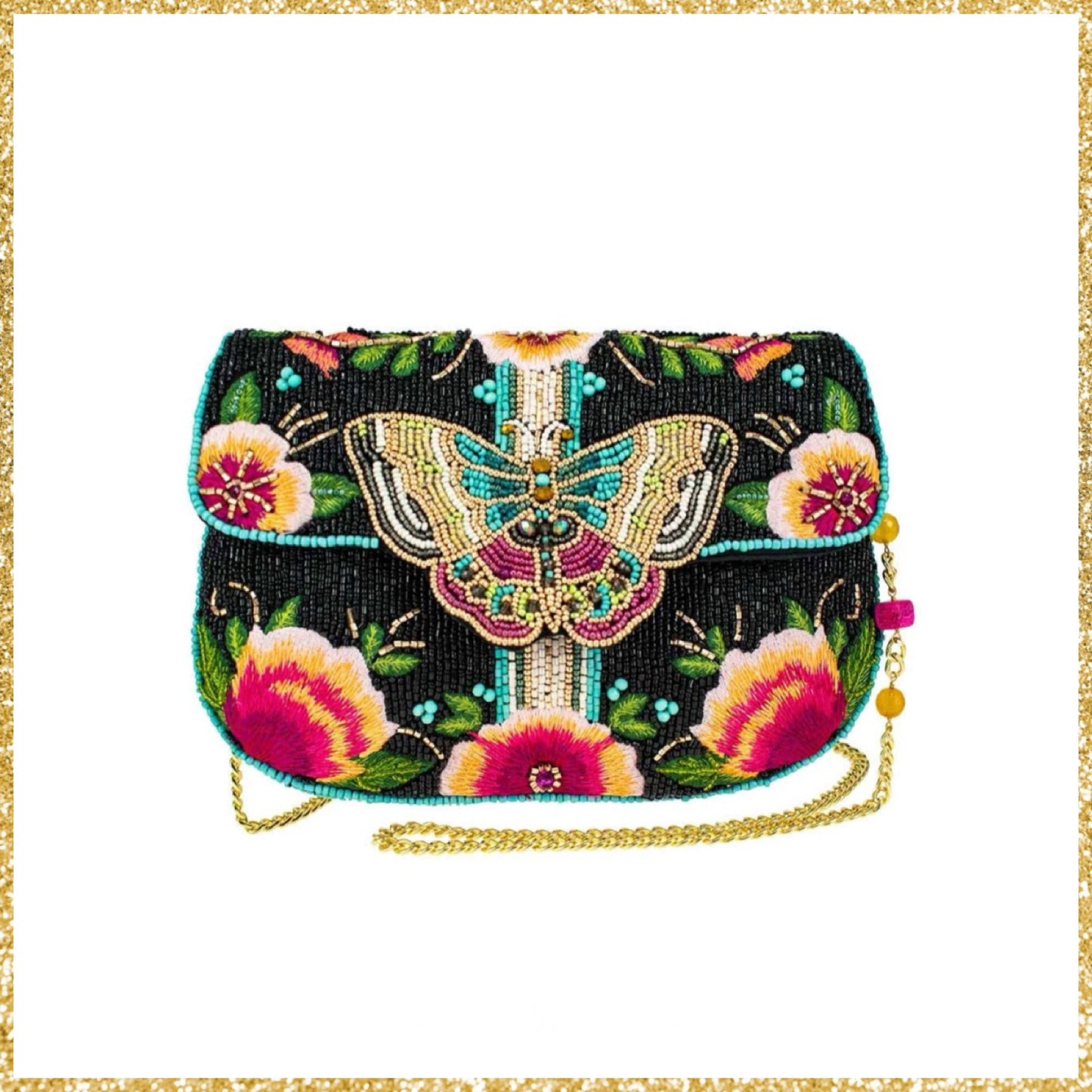Mary Frances Beaded Black Dream Chaser Butterfly Crossbody Clutch Mary Frances Butterfly Purse