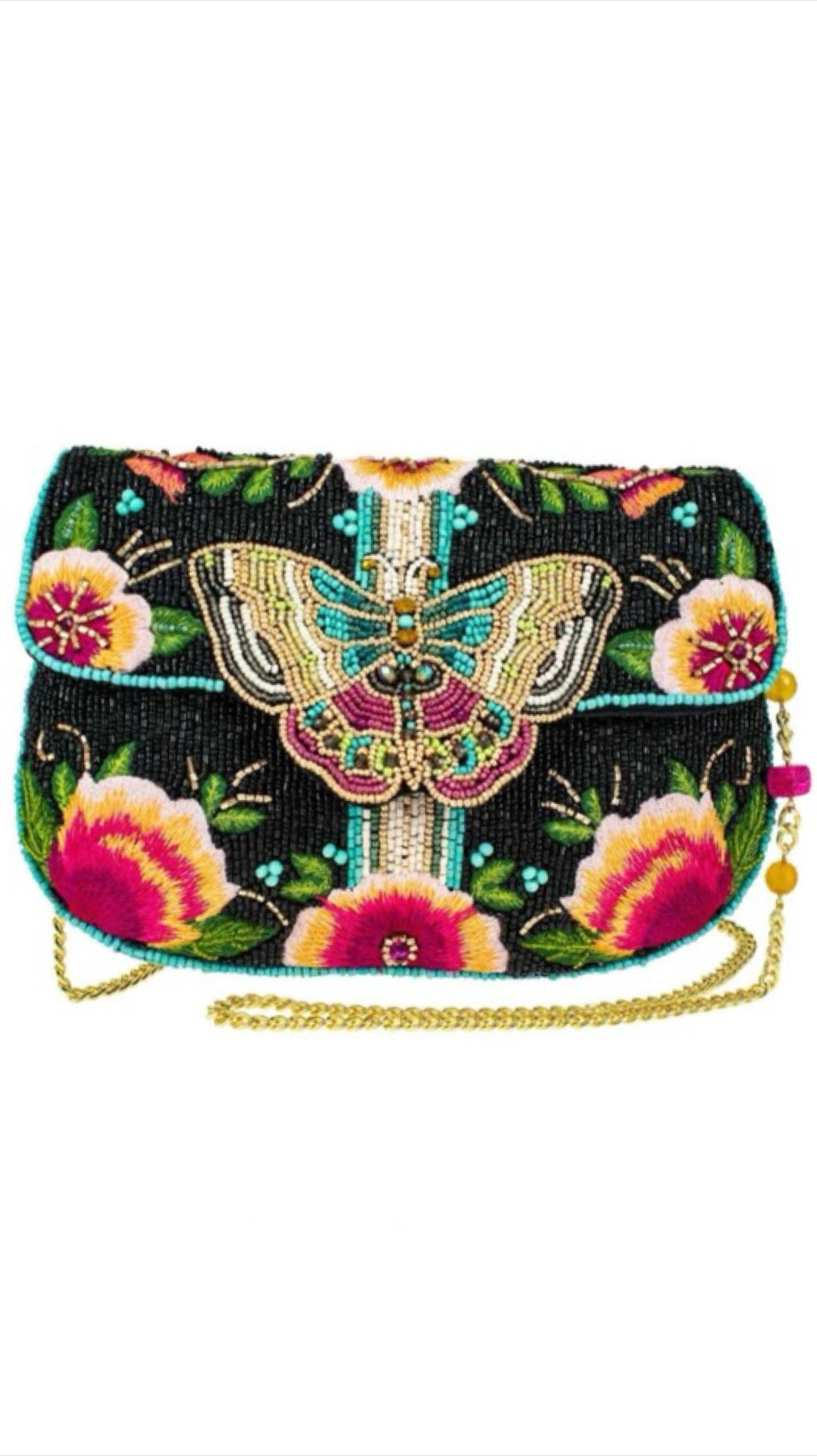 Mary Frances Beaded Black Dream Chaser Butterfly Crossbody Clutch Mary Frances Butterfly Purse